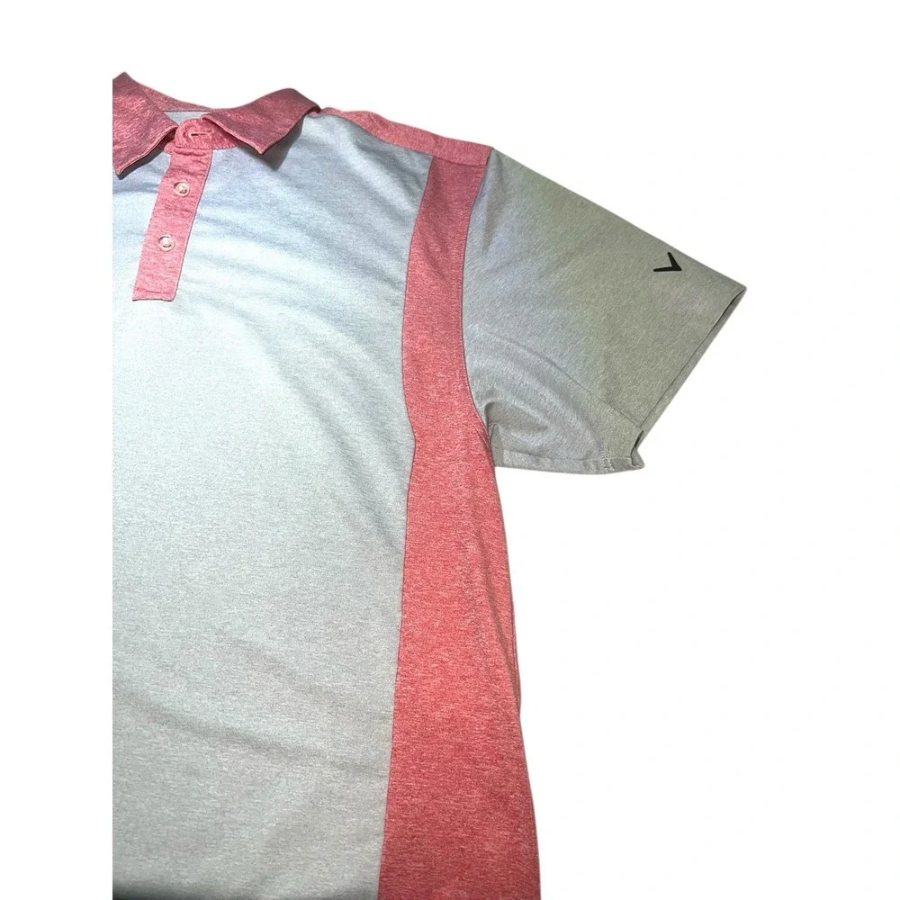 Callaway Golf Mens TALL‎ LT  Wicking Core dri-fit Polo Sport Shirts Gray Pink